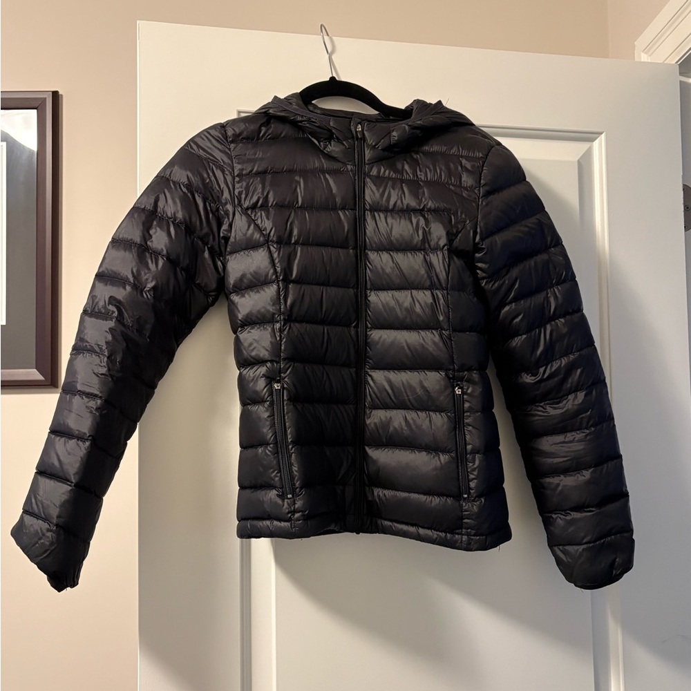 TNA Women's Black Hooded Puffer Jacket